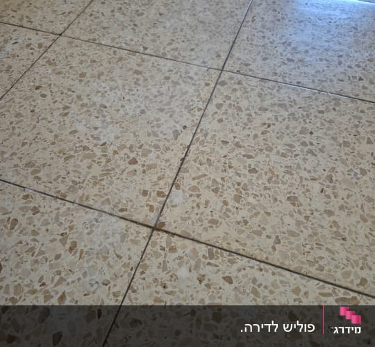 רצפת אריחי טרצו מבריקה לאחר עבודת פוליש